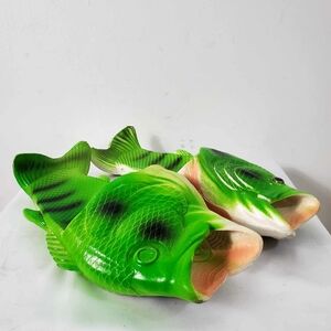 Coddies Fish Flip Flops Fish Slippers Shoes Green Bass 42/43